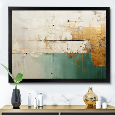 Minimalisme doré et bleu sarcelle horizon II - art abstrait sur toile