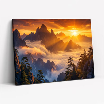 Mountain Sunrise Landscape Canvas Wrapped Wall Art Set Of 1
