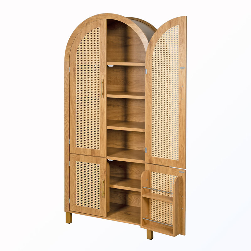 Garde-manger arqué avec portes et tablettes réglables, Naturel