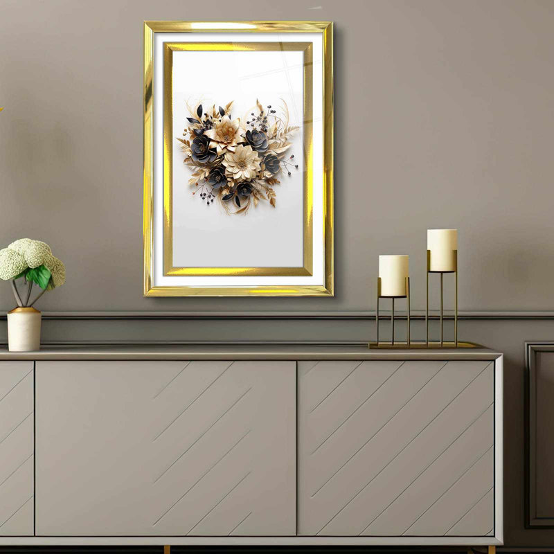 Élégante peinture décorative encadrée, 17,0 po x 25,6 po | 100% verre acrylique (épaisseur: 0,04 pouce) et cadre en bois massif (épaisseur: 1,0 pouce) | Art mural parfait pour le salon, la chambre à coucher et le bureau