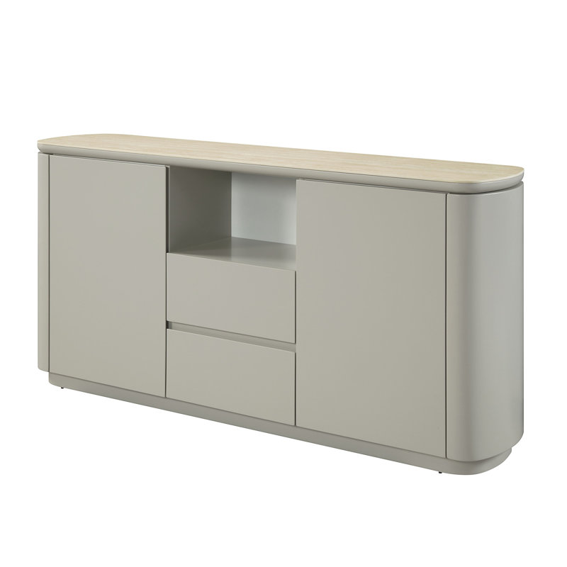 Armoire à plateau en céramique et finition gris clair Ingram