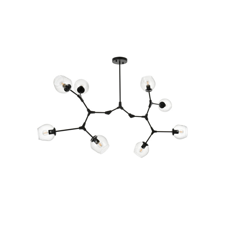 Jarno 8 - Light Dimmable Sputnik Modern Linear Chandelier, Black, Yes