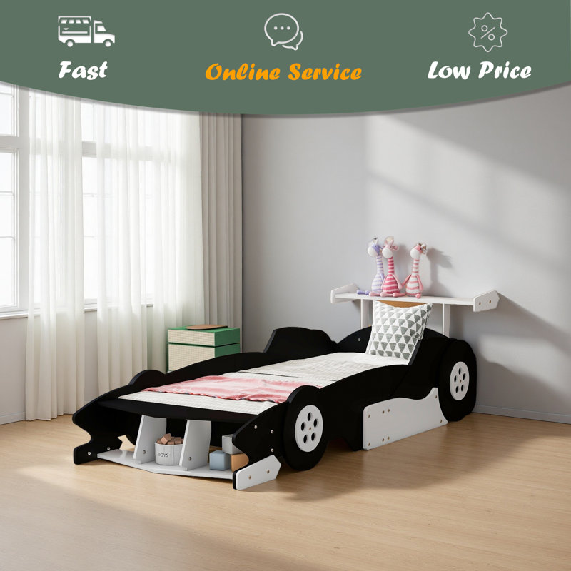 Lit plateforme simple avec roulettes, Noir, noir, noir, noir