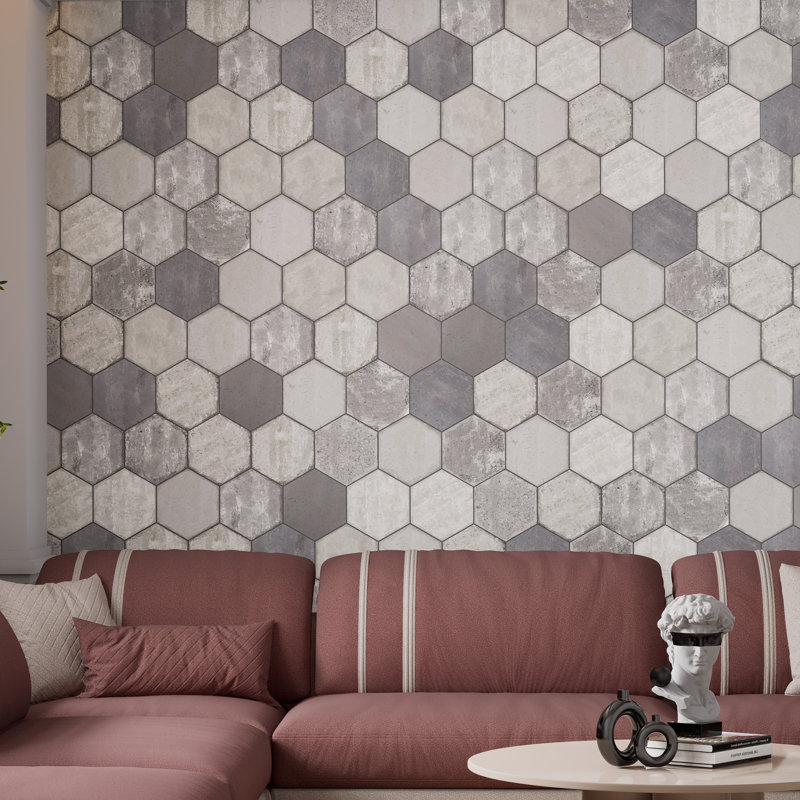 Brickyard Hex 8-1/2 In. X 9-7/8 In. Porcelain Rustic Wall & Floor Tile, White