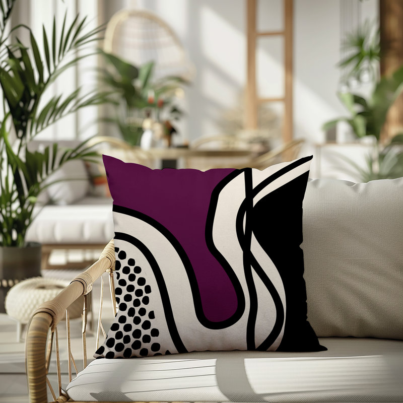 Oreiller carré réversible intérieur / extérieur Vie Abstract, H 15 po x l 15 po, Purple