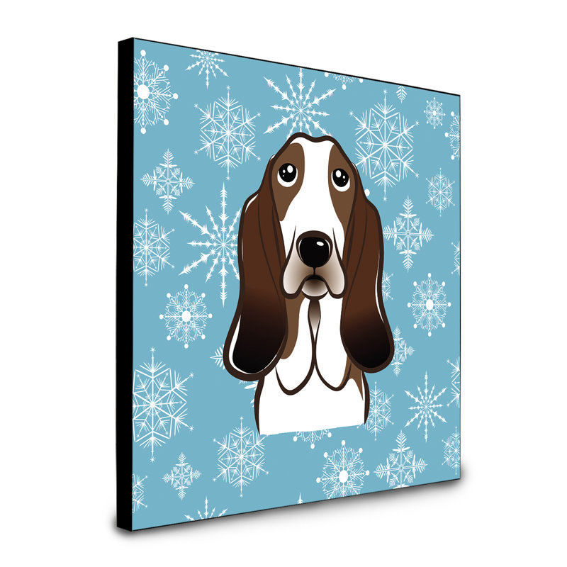 Panneau mural d’art flocon de neige Loula, Basset hound brun