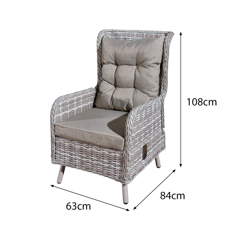 Majorca Rattan 2 Seat Recliner Tea for Two Set in Dove Grey with Stools