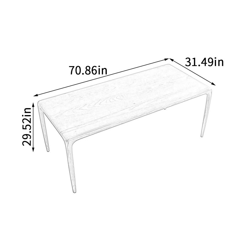 Table de salle à manger Minimalist, Beige, H 29,52 po x L 70,86 po x l 31,49 po