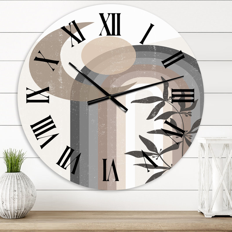 Abstrait soleil et lune en gris et bleu - horloge murale moderne, Très petit