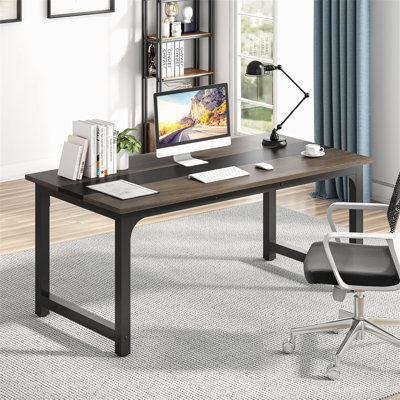 Grand bureau d'ordinateur 63 "moderne pour bureau à domicile - Table d'écriture robuste avec structure en acier (sans la chaise)