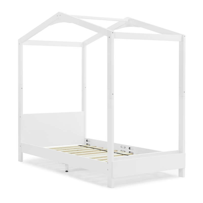 Bianca White Twin Platform Bed with Storage and Bookcase