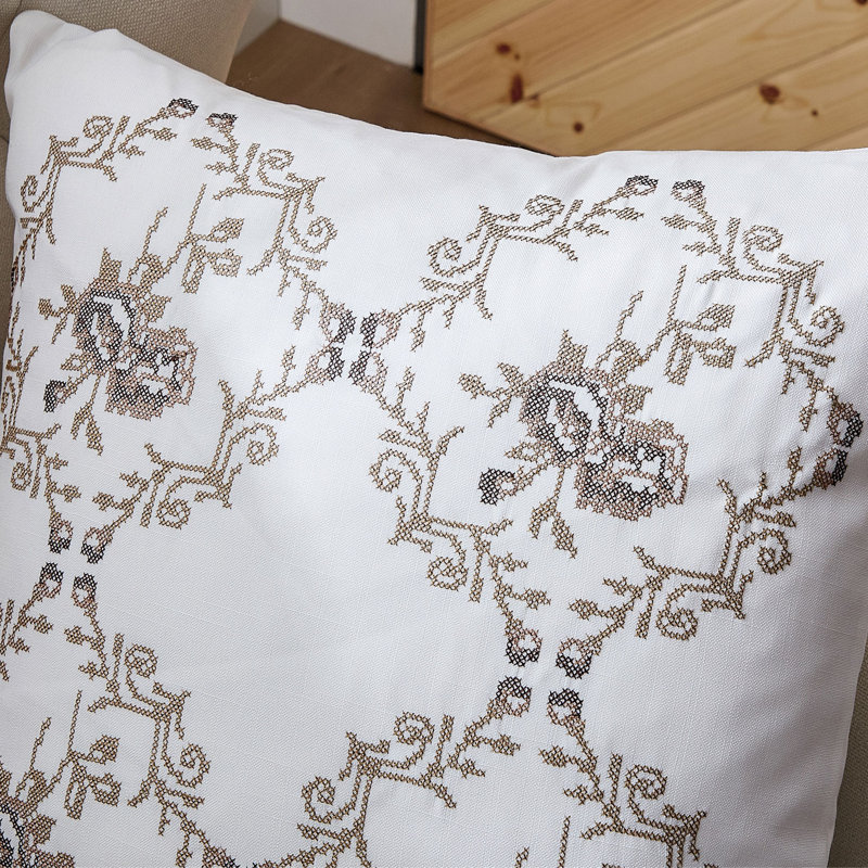 Floral Square Cushion Cover, Taupe