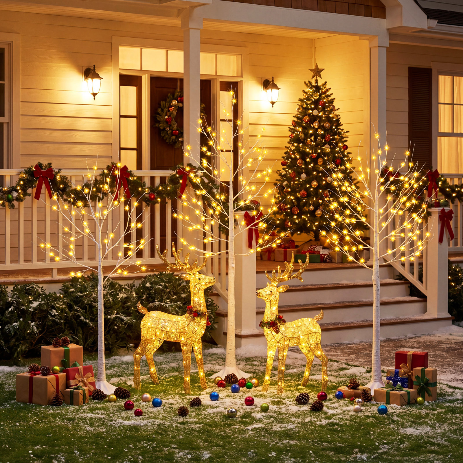 Adcock LED Birch Tree Light Set, 4ft+5ft+6ft