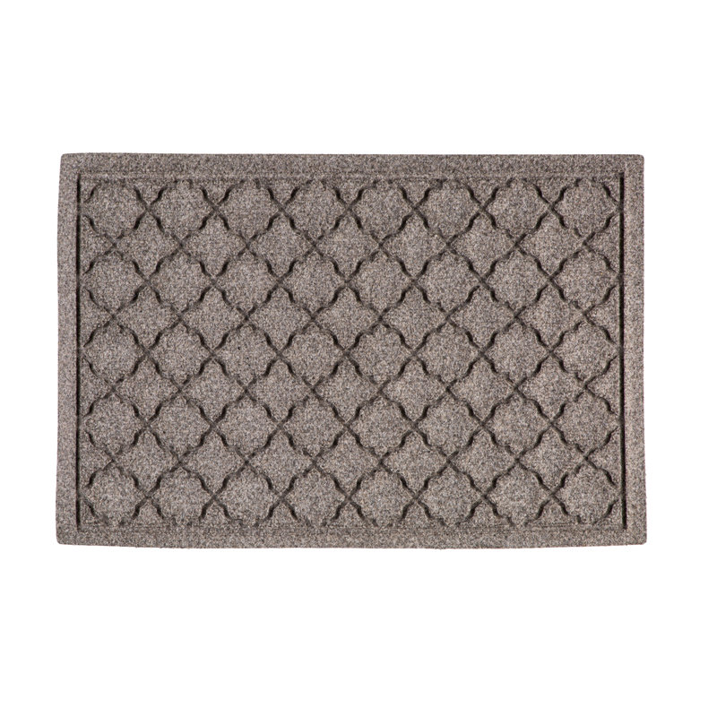Assar Non-Slip Geometric Outdoor Doormat, Gray