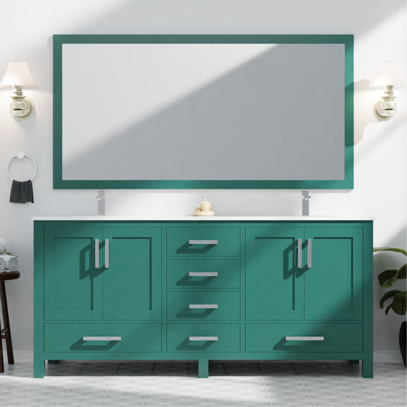 Bath Vanity, 72 In. W X 22 D, Marble, Solid Wood Base D Marble Countertop, Structure