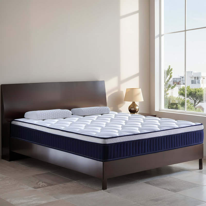 Ressort ensaché moyen rafraîchissant 10 po avec matelas en mousse viscoélastique hybride dans une boîte, Grand lit