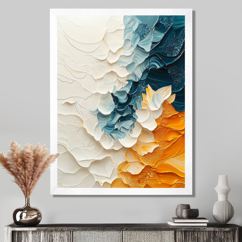 Oradee - reproductions d'art murales abstraites, H 20 po x l 12 po, Blanc, Picture Framed