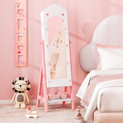 Miroir autoportant pleine grandeur pour enfants avec armoire pour bijoux pour enfants