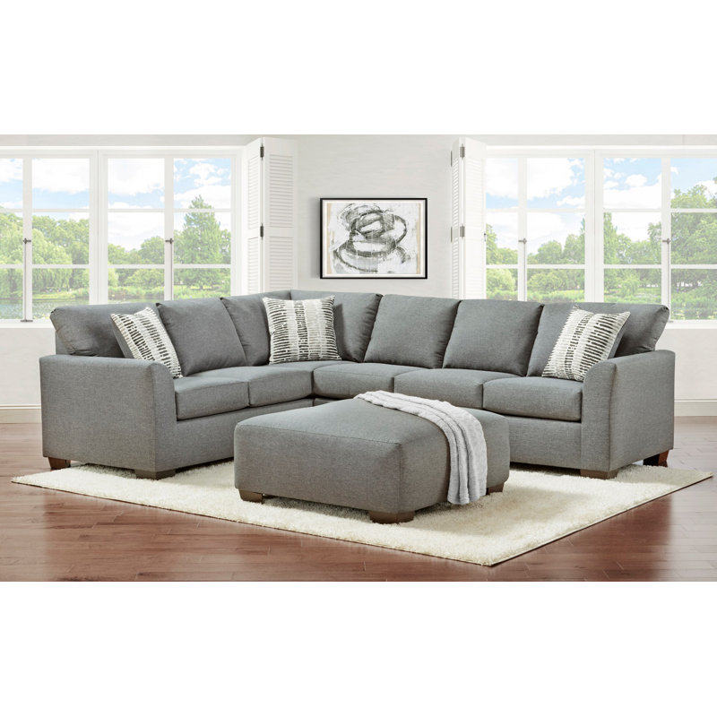 Canapé modulaire de 114 po faisant face à la droite avec repose-pieds, Mélange de polyester gris