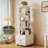 Rotating Bookshelf, 360 Degree Display 5 Tier Corner Bookshelf with Drawer for Small Space, Floor Standing Bookcase Storage Rack, Wood Narrow Book Shelf Organizer for Bedroom, Living Room (WHITE)-897248600