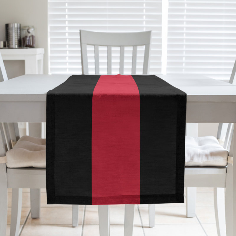 Boston Table Runner, 72" x 16", Cotton Blend, Washington,Black/Red/Black