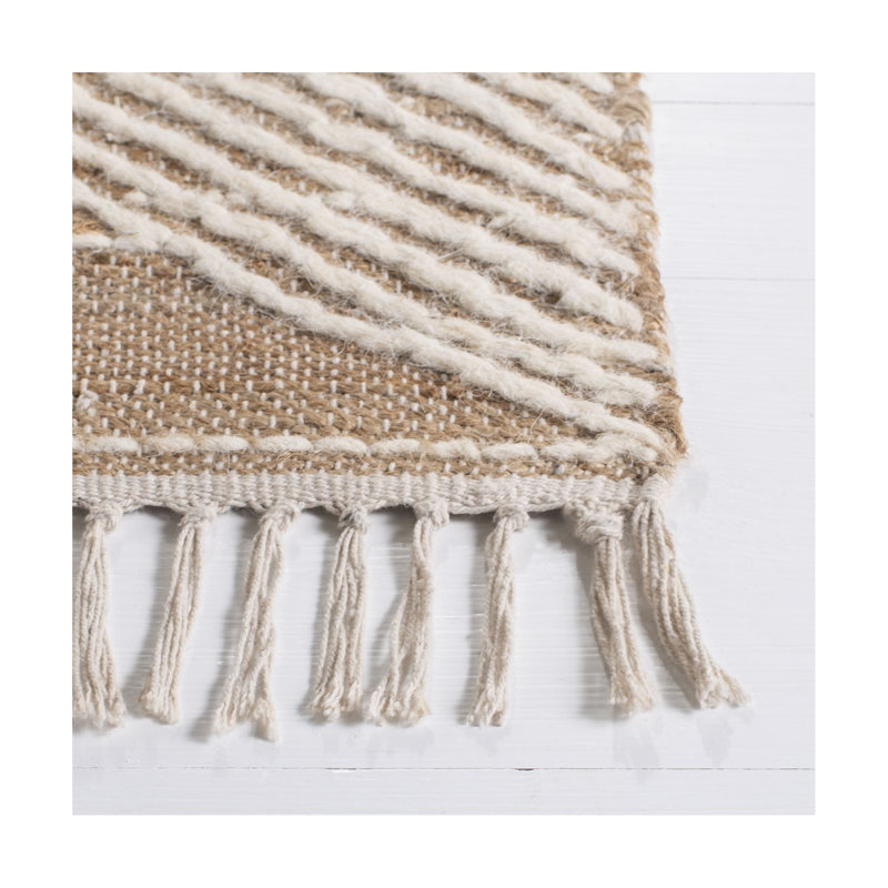Geometric Hand-Woven Jute and Wool Area Rug, Rectangle 9' x 12'