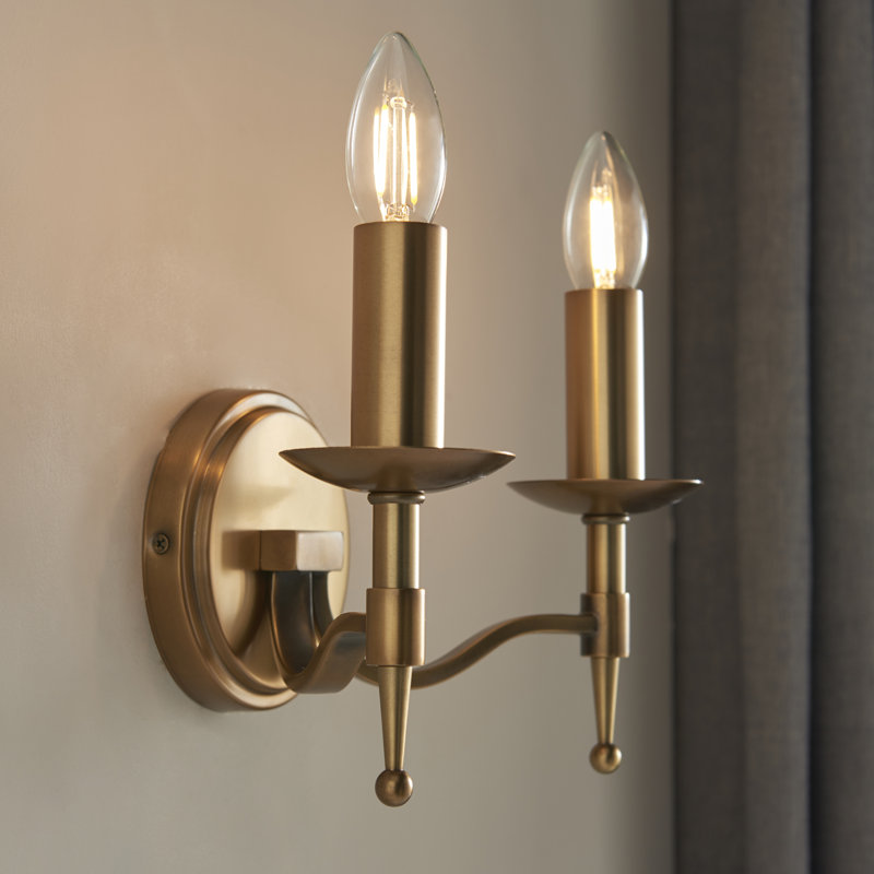 Emperador Candle Wall Light, Antique Brass