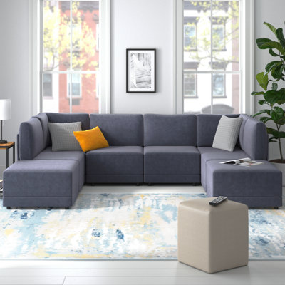 Valinda 116"" Wide Symmetrical Modular Corner Sectional with Ottoman -  Wade LoganÂ®, B357BA18F7604668B4830F3621FD93E0