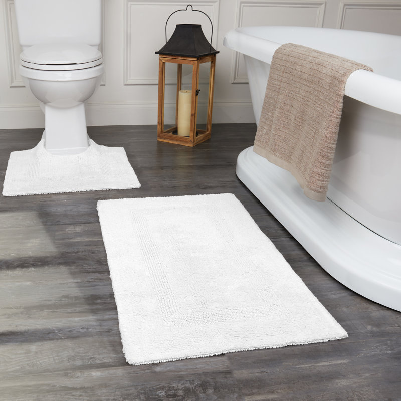 Edilio Cotton Bath Rug, White