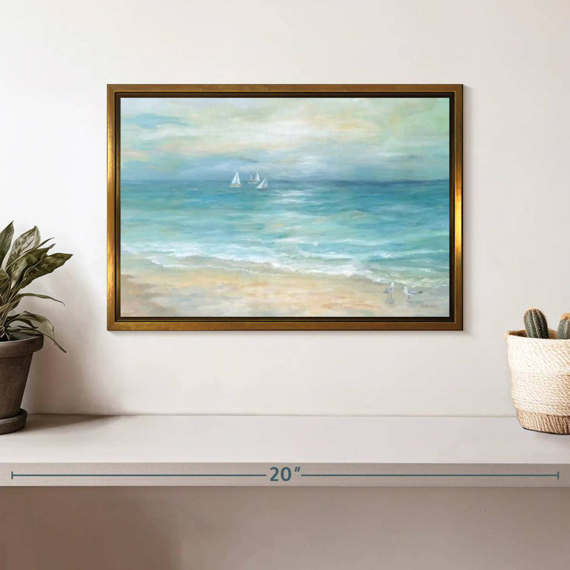 Paysage de l'île Azemar, Cadre flottant doré, 13 po x 9 po