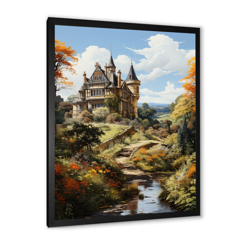 England England Blooming Gardensengland Landscape - vImpression sur toile, H 40 po x l 30 po x P 1,5 po, Cadre photo noir