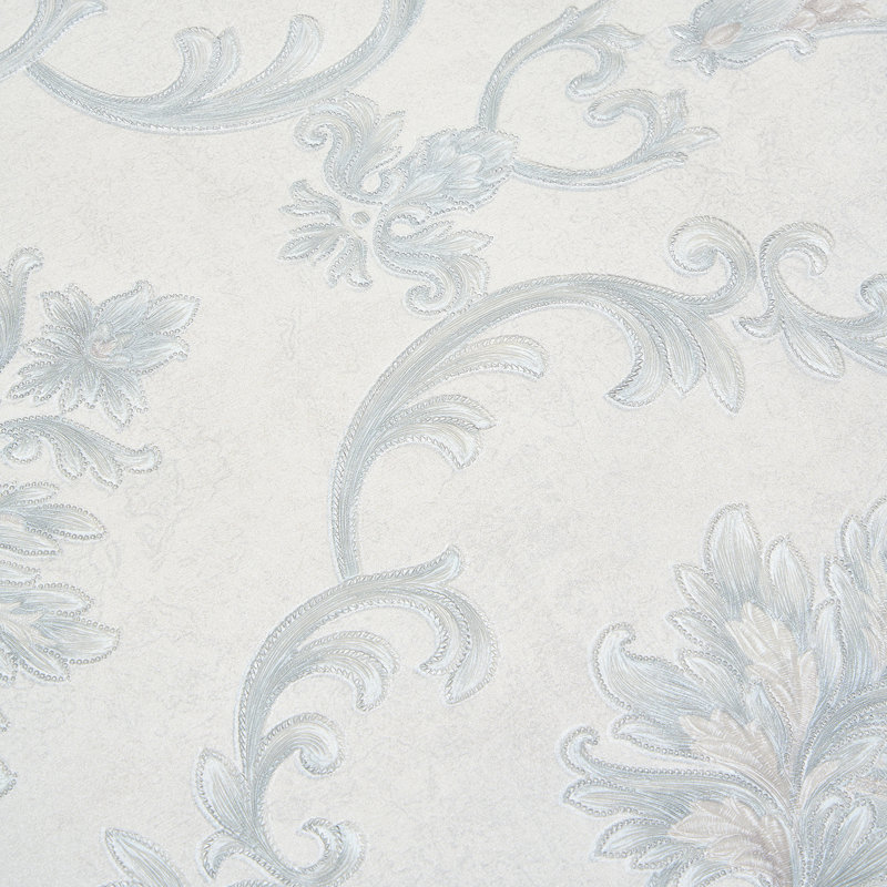 Non-Pasted Non-Woven 3D Embossed Wallpaper Roll, Blue/White