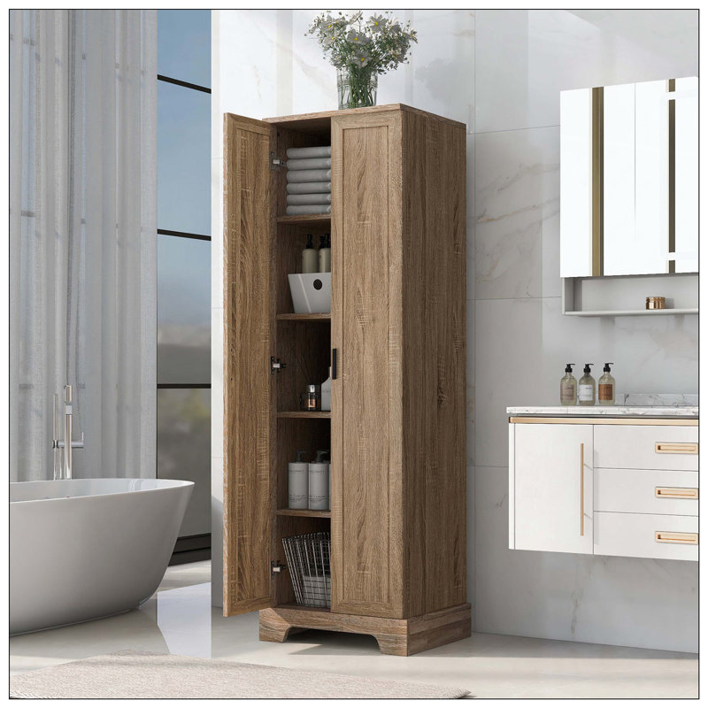 Armoire de rangement à deux portes, H 71,2 po x l 16,9 po x P 23,3 po, Brun