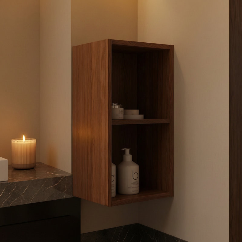 23" Tall Bathroom Wall Mounted Cabine, Brown Oak