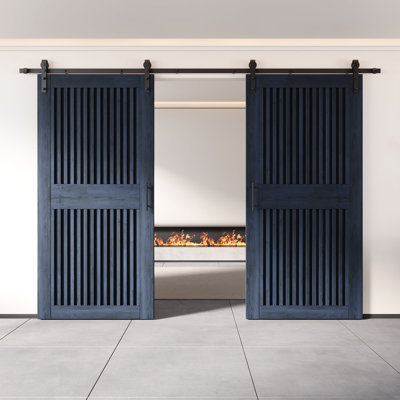 Portes de grange en forme de losange non assemblées et finies 26 po x 84 po Homquer Navy