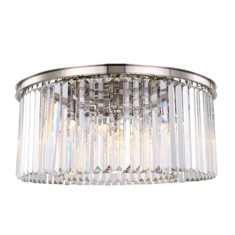Yazmin Crystal Flush Mount, Clear, Polished Nickel