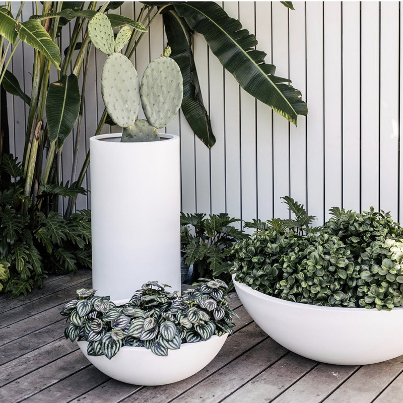 Aquita Handmade Pot Planter, 8" H x 24" W x 24" D, White