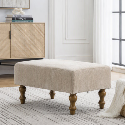 Banc de rangement en velours côtelé 32 pouces avec compartiment rabattable et pieds en bois massif