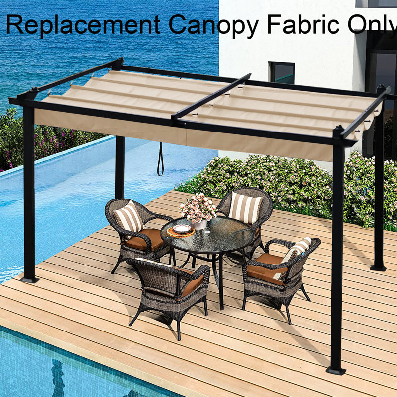 Housse de remplacement pour abri de soleil de 10 pi Pergola - résistance kaki, matériau aquatique, auvent facile à installer pour les étapes de protection, d'eau et d'installation rapide