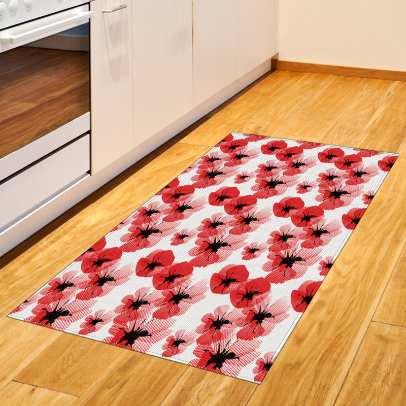 Floral High Density Long Fiber Poly Threads Decorative Area Rug Carpet, Rectangle 2'7" x 5'
