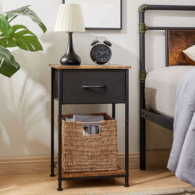 1 - Drawer Steel Nightstand in Rustic Brown by 17 Stories