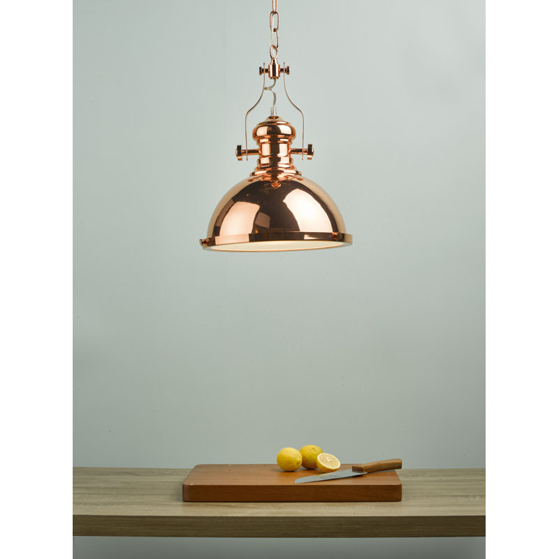 Ian 1 - Light Dome Pendant, Antique Pewter, 145cm H x 32cm W x 32cm D