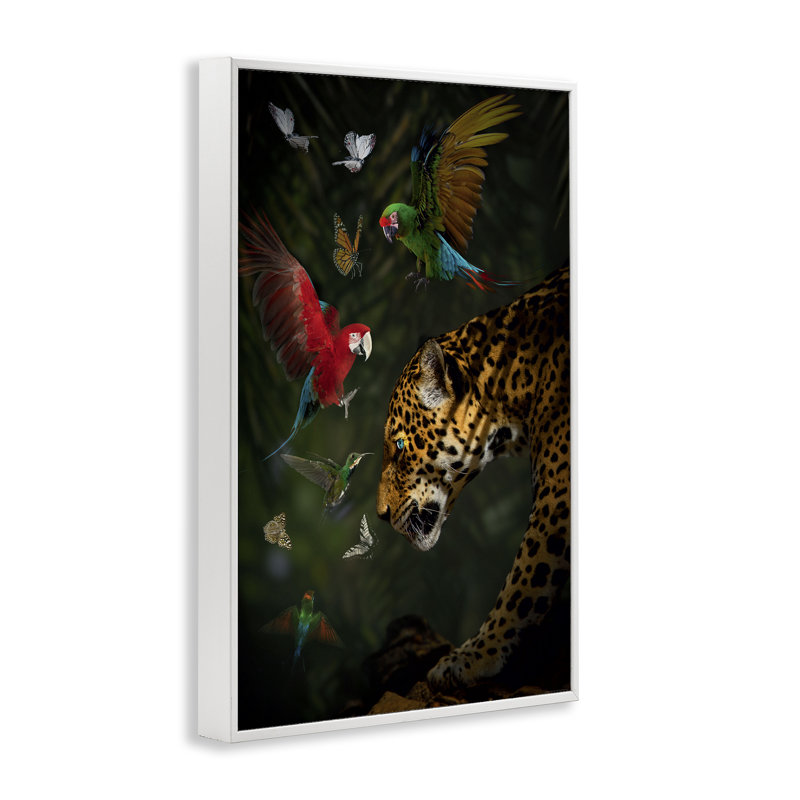 Jungle Brawl Animals, estampe numérique par Reinders, Giclée encadrée blanc bord de mer, H 24 po x l 16 po