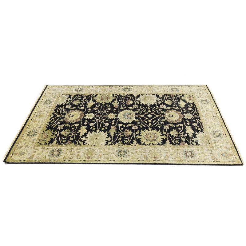 Tapis oriental noir Oushak Chobi, Rectangle 6 pi x 9 pi