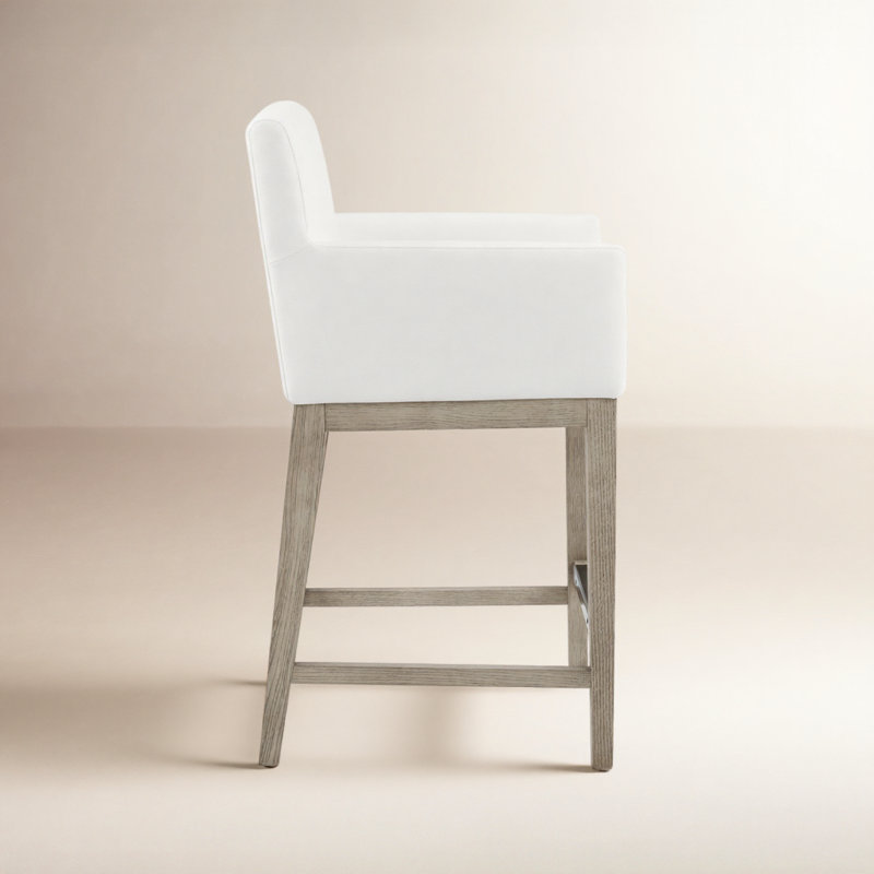 Tabouret de comptoir avec accoudoirs Bethea, Tweed perlé Prestige
