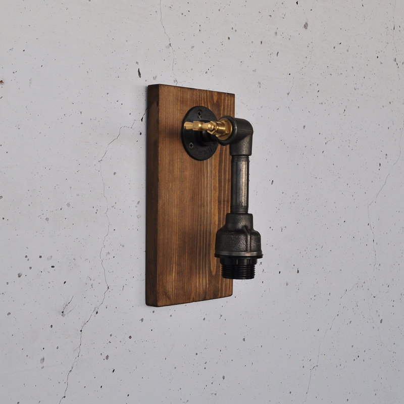 Lampe murale en bois massif, finition noire et naturelle, 11,8 x 5,5 x 4,7 pouces | Douille E27, 200 W maximum | Design élégant pour le salon, la chambre à coucher et le couloir | Solution d'éclairage durable et élégante pour les maisons modernes