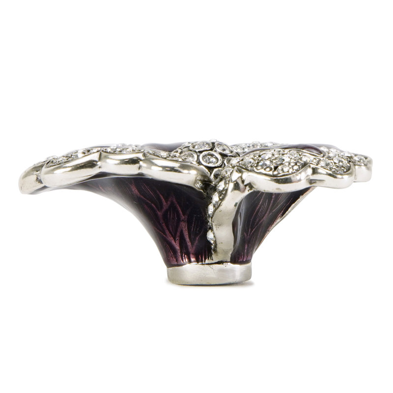 CHARTRES KNOB WILD BERRY; DECORATED WITH SWAROVSKIÂ® CLEAR CRYSTAL, Silver/Berry