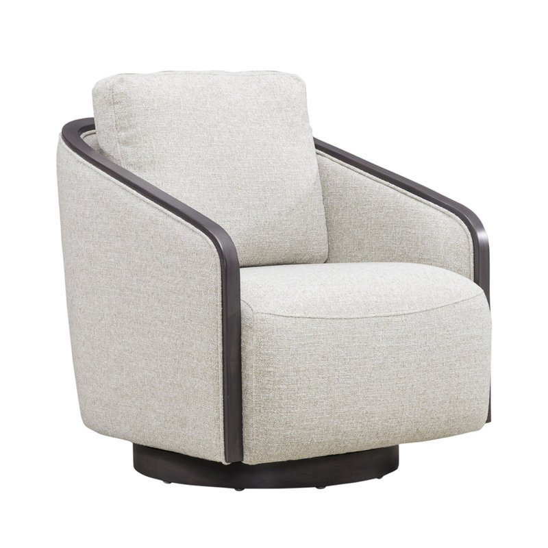 Abere Upholstered Swivel Accent Chair, Black, Beige/Black Polyester