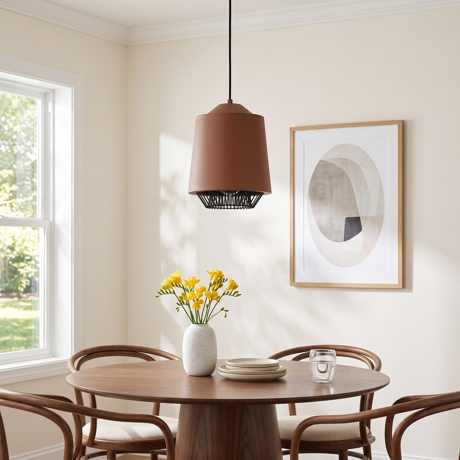Cici Single Light Pendant, Brick/Black