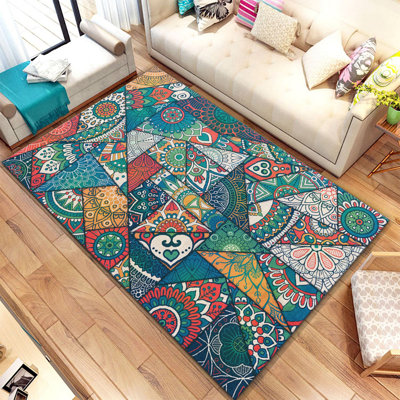 Non-Slip Area Rug, 100% Polyester, 47.2 x 70.9 inches | Raschel Knitting, Pile Height: 0.4 inches | Woven Carpet with Felt Dot Underside, Machine Washable | Stylish Digital Print Design for Home Decor